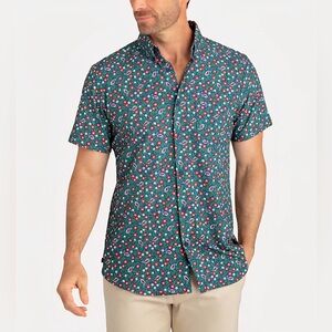 Mizzen + Main Meadows Floral Print Short Sleeve Button Down Shirt XL